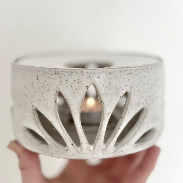 Tea Light Cup Warmer |White Speckled Clay