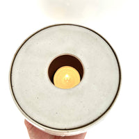 Tea Light Ceramic Cup Warmer |White Speckled Flower Garden