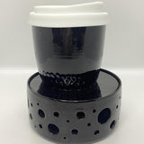 Tea Light Ceramic Cup Warmer | Intense Black Gloss Moonscape